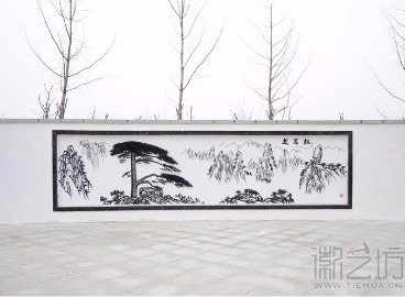 亳芜现代产业园广场户外文化墙《迎客松》铁画