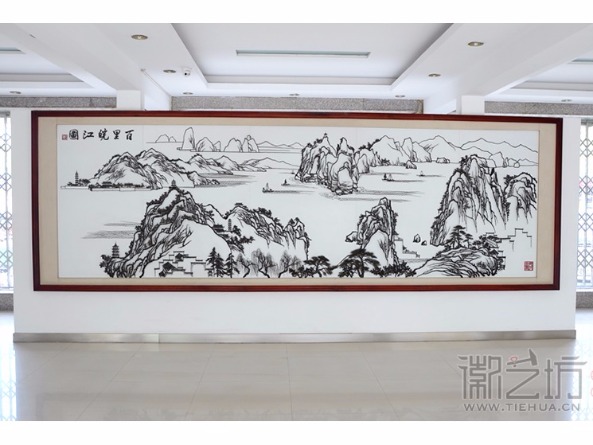 安徽特色文化山水《百里皖江图》铁画可作大厅背景墙挂画